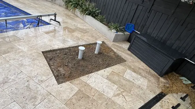 Outdoor drain pipework and drainage access, Hampton