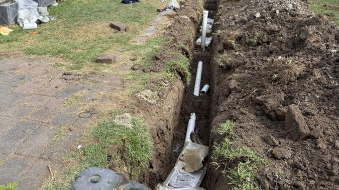 Outdoor drain pipework and drainage access, Hampton